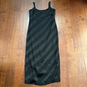 Doncaster Women’s Whimsigoth Silk Blend Midi Dress, Diagonal Wide Strips, Size 8